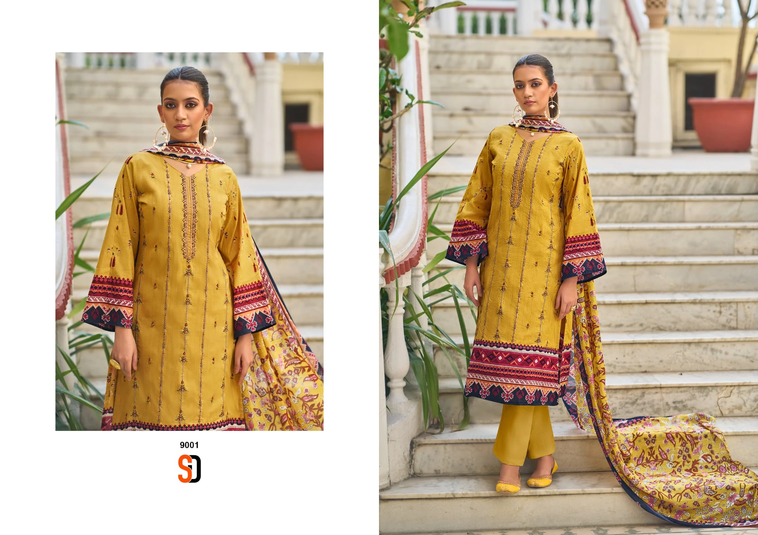 Sharaddha Designer Bin Saeed Vol 9 Pure Cotton Wholesale Pakistani Salwar Suit Catalog — Wholesale Salwar Suits, MPA wholesale from Surat - Gallery Image 3